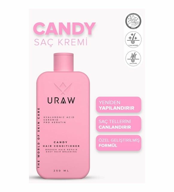 Uraw Candy Hair Conditioner Doğal Besleyici Koruyucu ve Nemlendirici Saç Bakım Kremi 250 ml