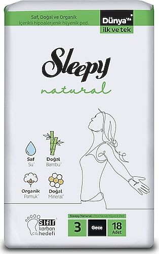 Sleepy Natural Ultra Hassas Gece Hijyenik Ped 18'li
