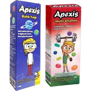 Apexis Multi Vititamin+Omega 3 Şurup 150 Ml İkili Set