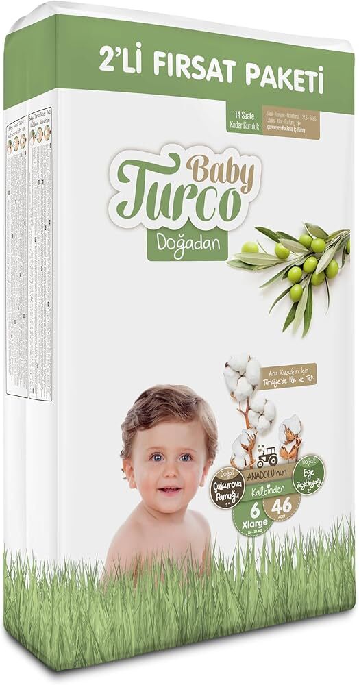 Baby Turco Doğadan Bebek Bezi 6 Numara xLarge 46 Adet 2'li