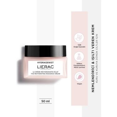 Lierac Paris Hydragenist The Rehydrating Radiance Cream Shea Yağı İçeren Nemlendirici Işıltı Veren Krem 50 ml
