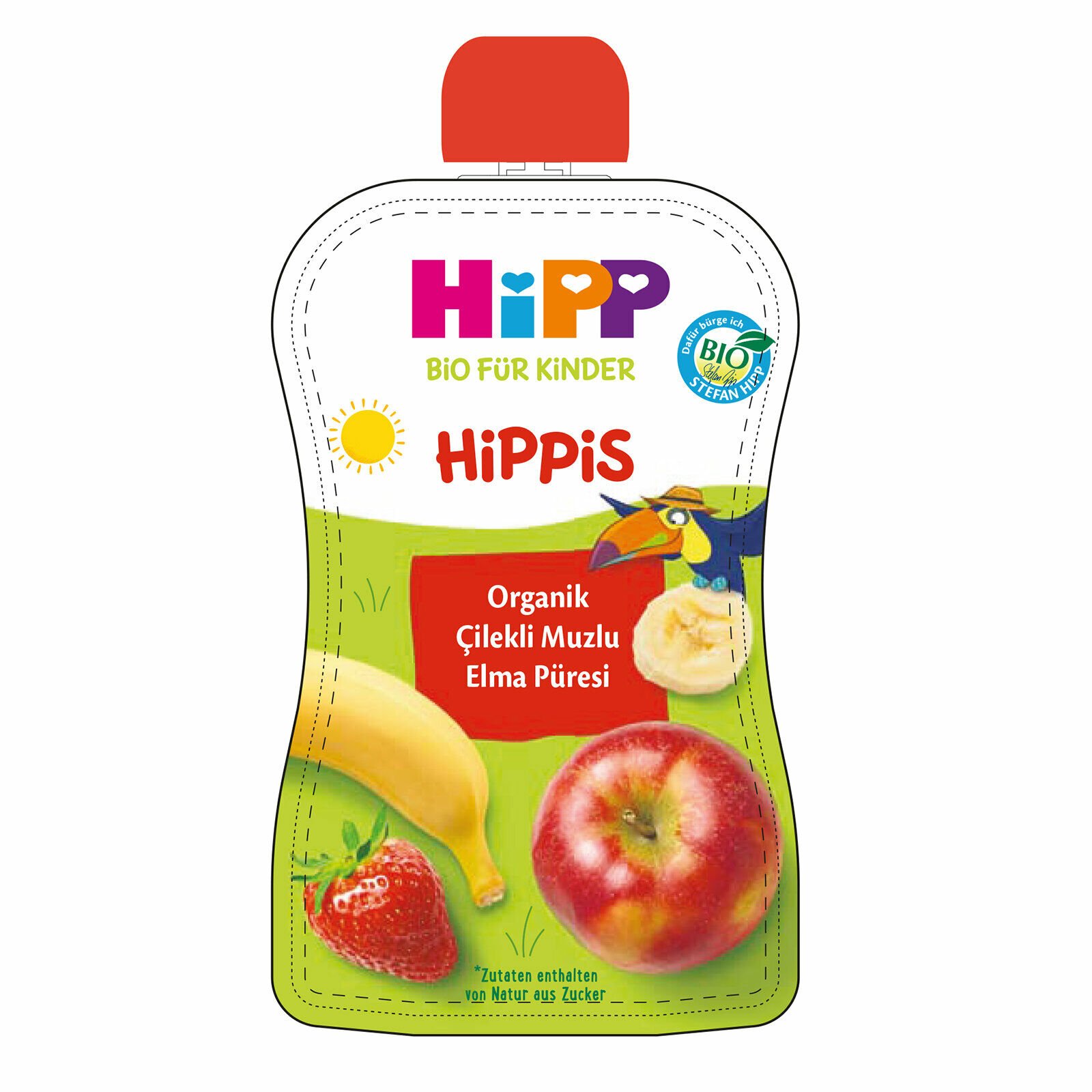Hipp Organik Çilekli Muzlu Elmalı Meyve Püresi 100 gr - 6 Adet
