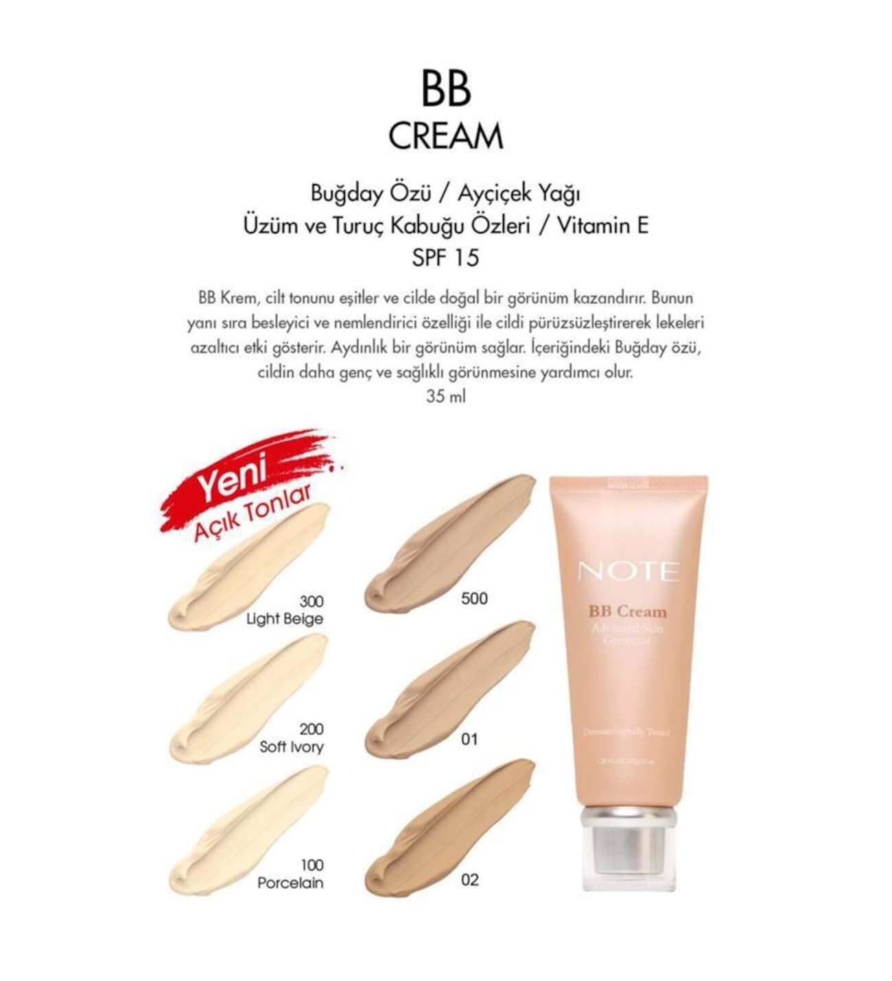 Note BB Krem 100 Porcelain SPF15 35 ml
