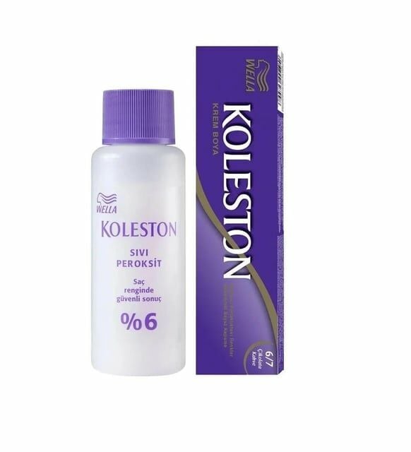 Koleston Krem Tüp Saç Boyası - 6,7 Çikolata Kahve + %6 Peroksit Seti