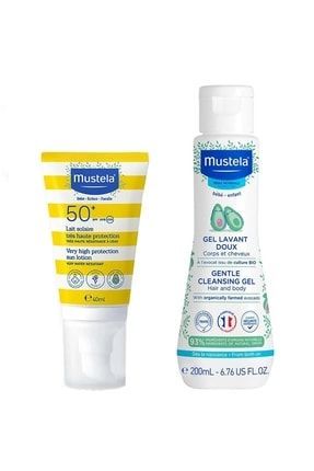Mustela Tüm Aile İçin Güneş Losyonu SPF50+ 40 ml + Mustela Yenidoğan Saç ve Vücut Şampuanı 200 ml