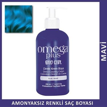 Omega Plus Bad Girl Amonyaksız Renkli Saç Boyası Mavi 250 ml