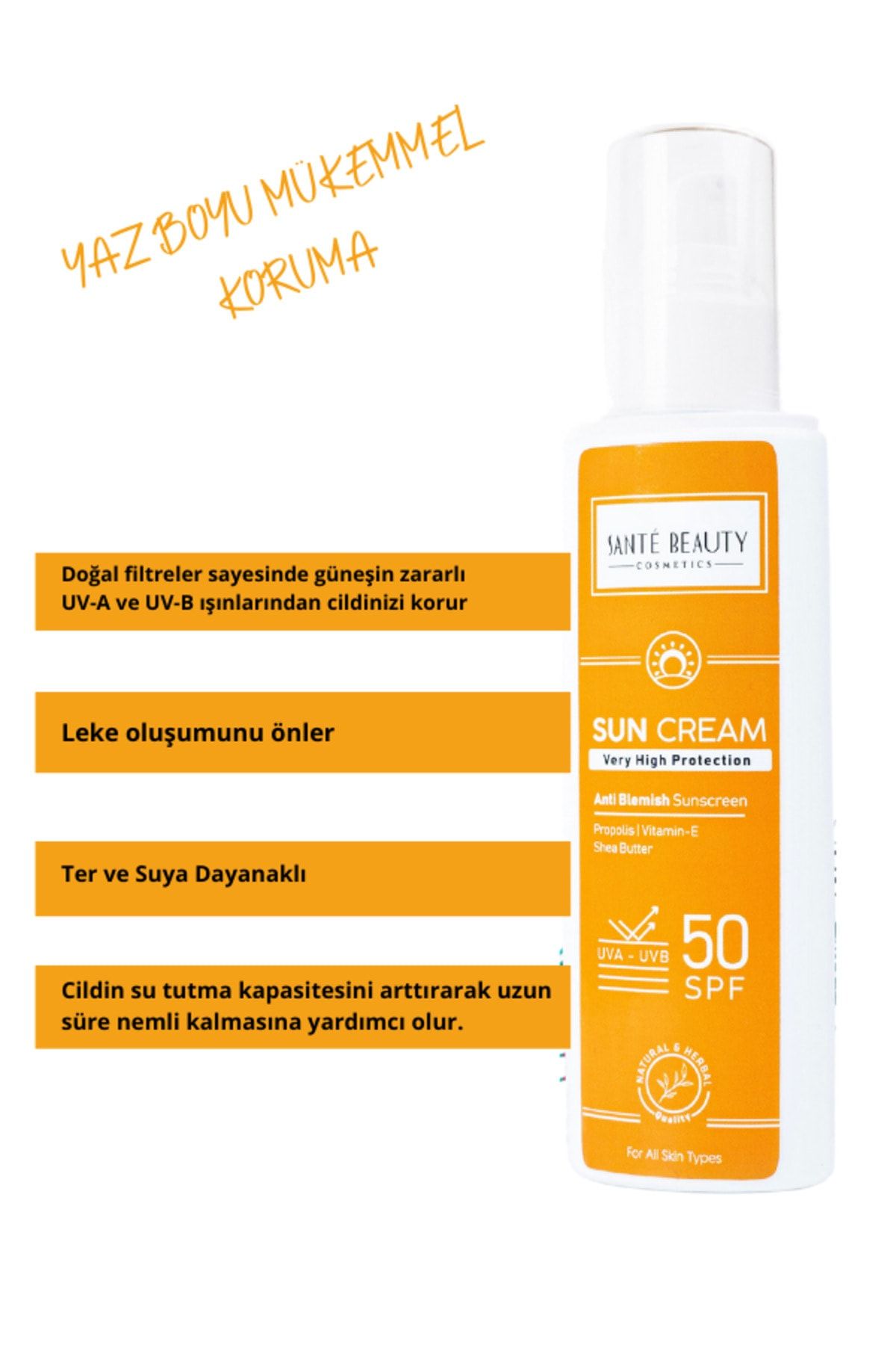 Sante Beauty SPF50+ Güneş Kremi Tüm Ciltler Için Yüksek Korumalı 100 ml