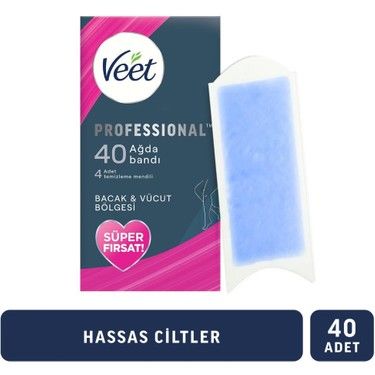 Veet Professional Bacak ve Vücut Bölgesi Sir Ağda Bandı 40'lı