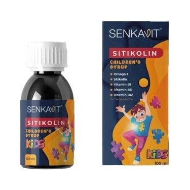 Senkavit Kids Sitikolin + Omega 3 + Vitamin B1 B6 B12 İçeren 100 ml Şurup