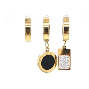 Chn-0137-38 Üçlü Çelik Küpe