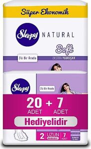 Sleepy Natural Slim Ekstra Uzun 20'li + 7'li Hediye