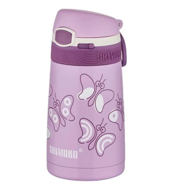 Shamobo Mor Pipetli Çelik Matara 350 ml