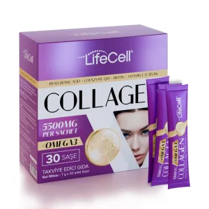 Lifecell Collagen Omega3 Hyaluronic Acid+Coenzyme Q10 İçeren Takviye Edici Gıda 30 Saşe
