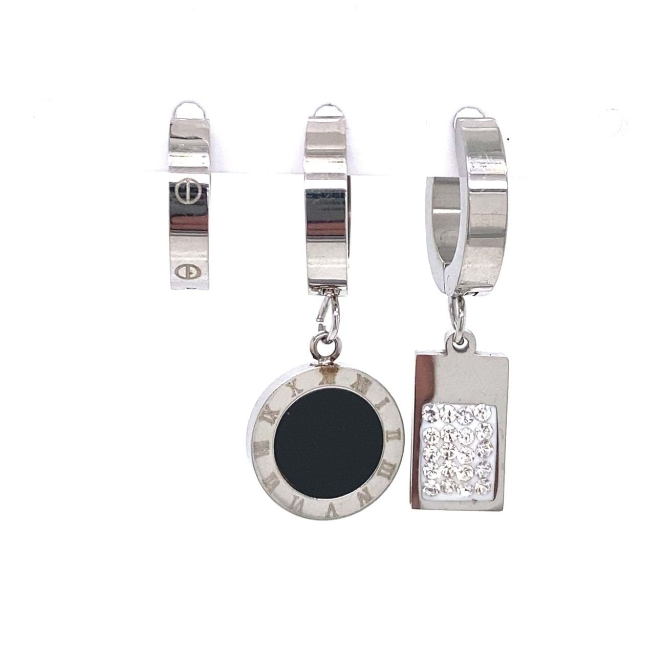 Chn-0137-37 Üçlü Çelik Küpe