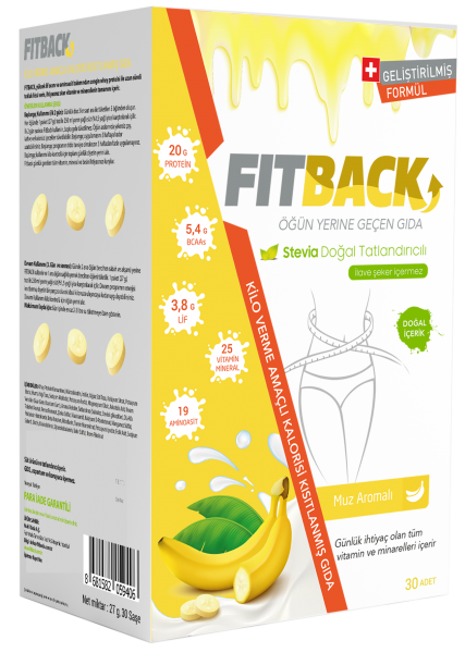 Fitback Kilo Kontrol Amaçlı Kalorisi Kısıtlanmış Gıda Muz Aromalı 27Grx30 Saşe