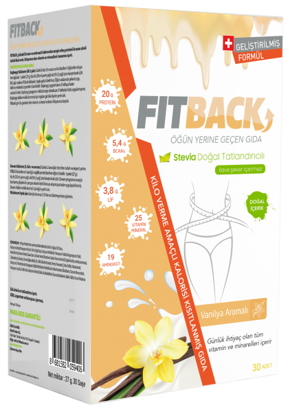 Fitback Kilo Kontrol Amaçlı Kalorisi Kısıtlanmış Gıda Vanilya Aromalı 27Grx30 Saşe