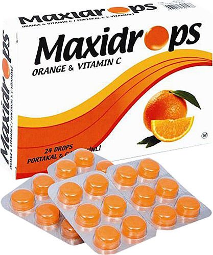 Maxidrops Pastil Portakal ve C Vitamini 24'lü - 50'li Paket