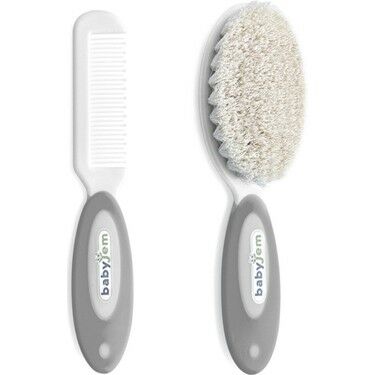 Babyjem Fırça Tarak Seti Doğal Kıl Gri