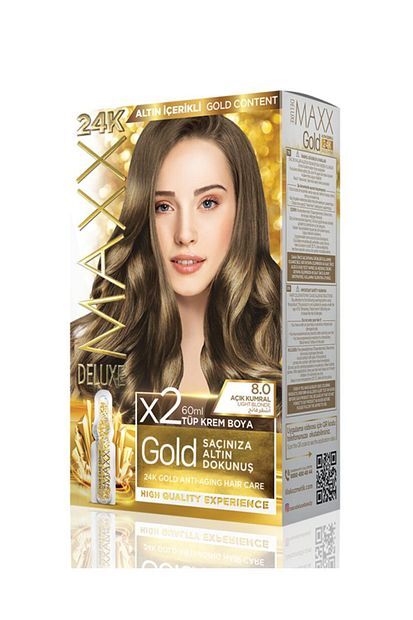 Maxx Deluxe Golden 24K 8.0 Açık Kumral Saç Boyası 2'li 60 ml