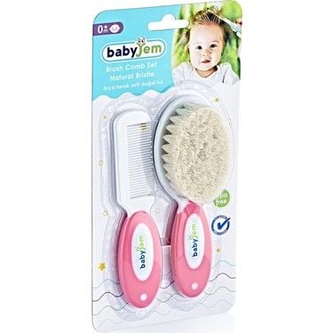 Babyjem Fırça Tarak Seti Doğal Kıl Pembe