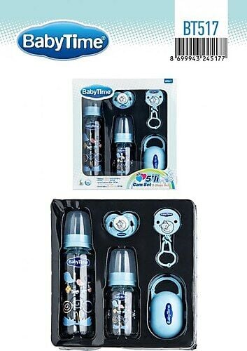 Baby Time BT517 Cam Biberon Seti 5'li - Mavi