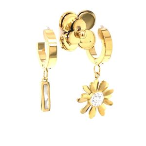 Chn-0137-83 Üçlü Çelik Küpe