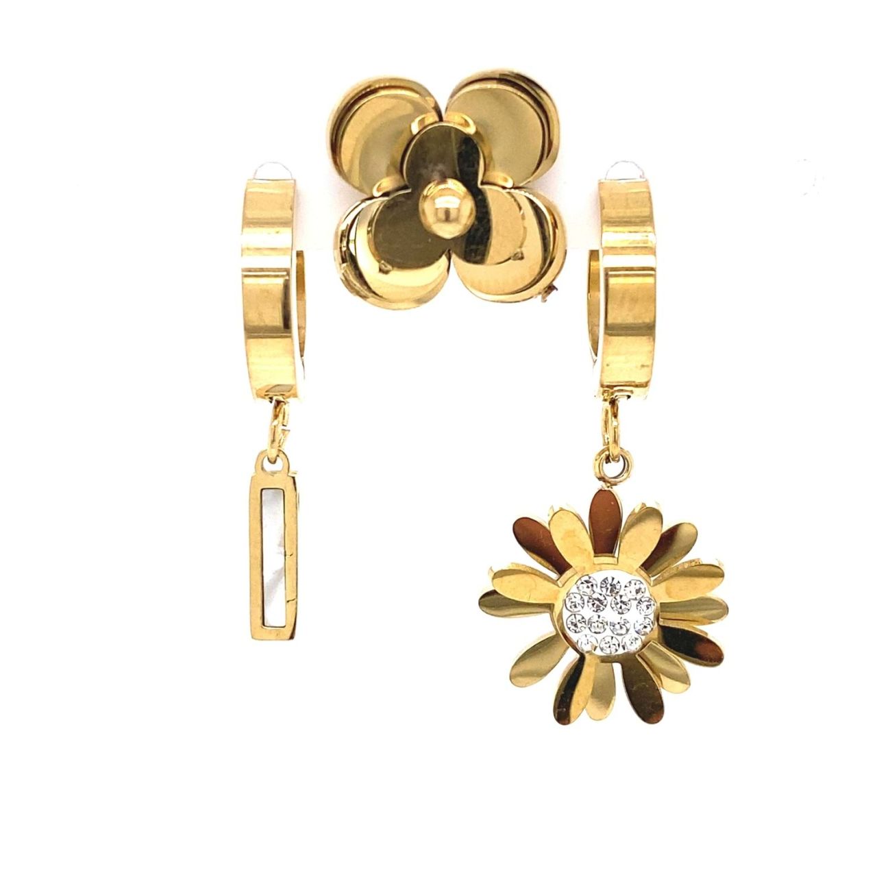 Chn-0137-83 Üçlü Çelik Küpe