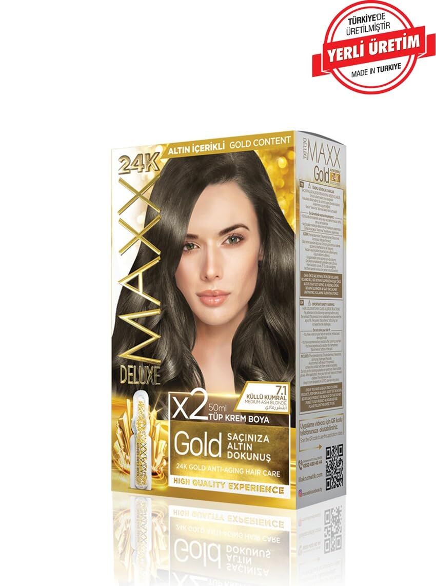 Maxx Deluxe Golden 24K 7.1 Küllü Kumral Saç Boyası 2'li 60 ml