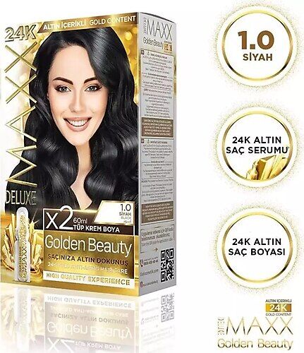Maxx Deluxe Golden 24K 1.0 Siyah Saç Boyası 2'li 60 ml