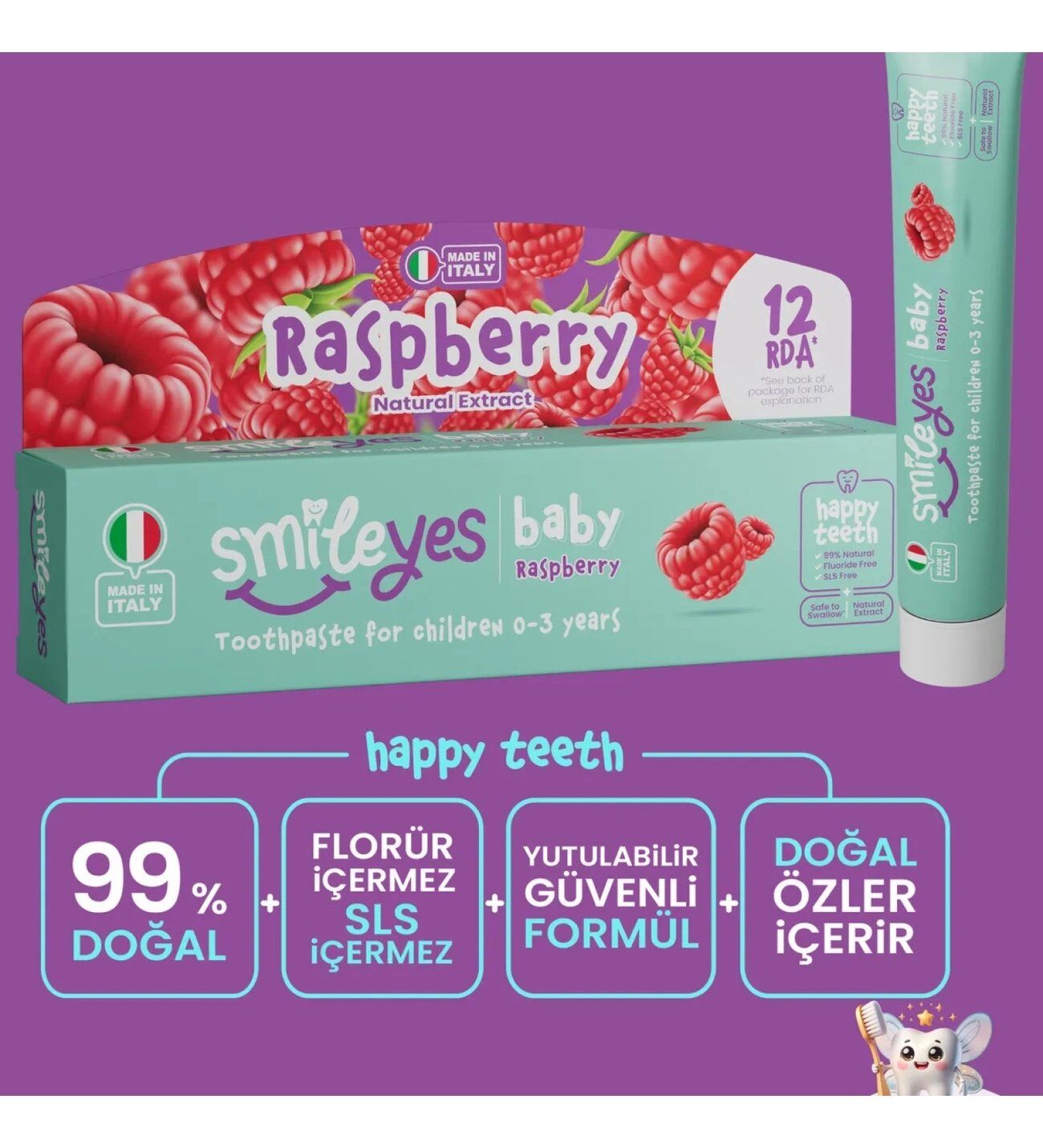 Smileyes Diş Macunu Baby 0-3 Yaş Raspberry 50 ml
