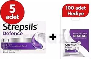 Strepsils Defence 12 Pastil 5 Adet + 100'lü Poşet Hediye