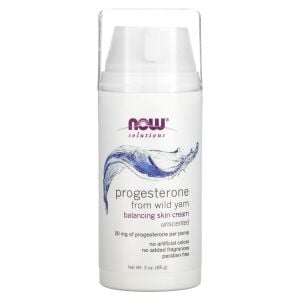 Now Foods Solutions Progesterone From Wild Yam Balancing Skin Cream Unscented 20 mg 3 oz 85 gr