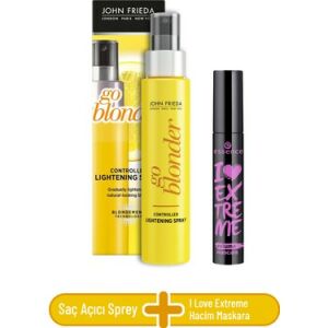 John Frieda Sarı Saçlara Özel Renk Açıcı Sprey 100 ml + Essence Extreme Hacim Maskara