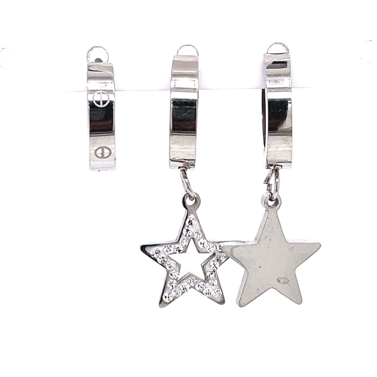 Chn-0137-118 Üçlü Çelik Küpe