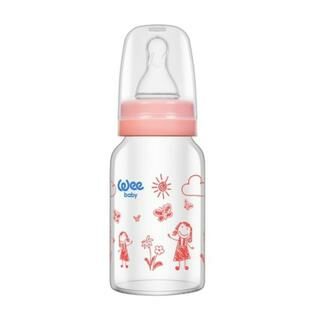 Wee Baby 770 Isıya Dayanıklı Cam Biberon 0-6 Ay 120 ml - Pembe