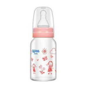 Wee Baby 770 Isıya Dayanıklı Cam Biberon 0-6 Ay 120 ml - Pembe