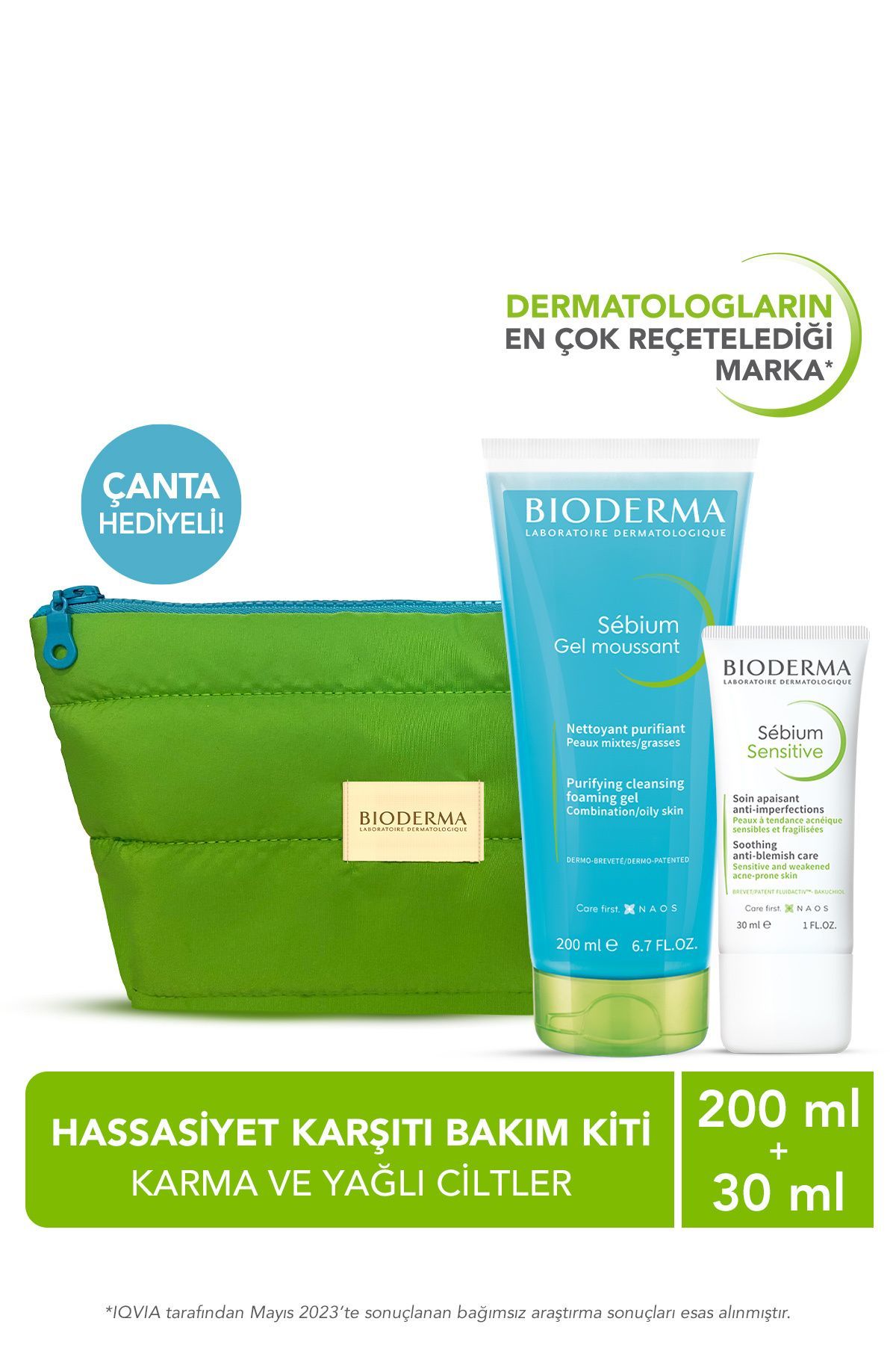 Bioderma Akne Karşıtı Bakım Kiti Çanta Hediyeli Sebium Foaming Jel 200 ml + Sebium Kerato 30 ml
