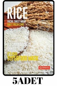 Dermal Pirinç Maskesi Aydınlatıcı ve Pürüzsüzleştirici - 5 Adet