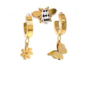 Chn-0137-86 Üçlü Çelik Küpe