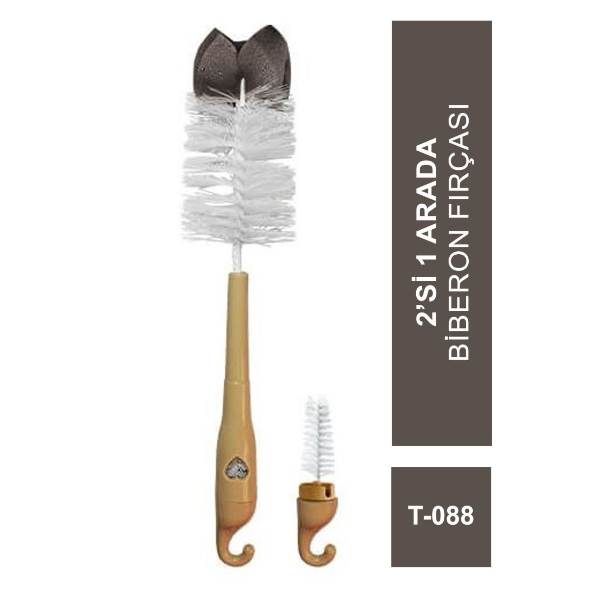 Bambino T-088 2'si 1 Arada Biberon Fırçası - Beyaz