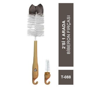 Bambino T-088 2'si 1 Arada Biberon Fırçası - Beyaz