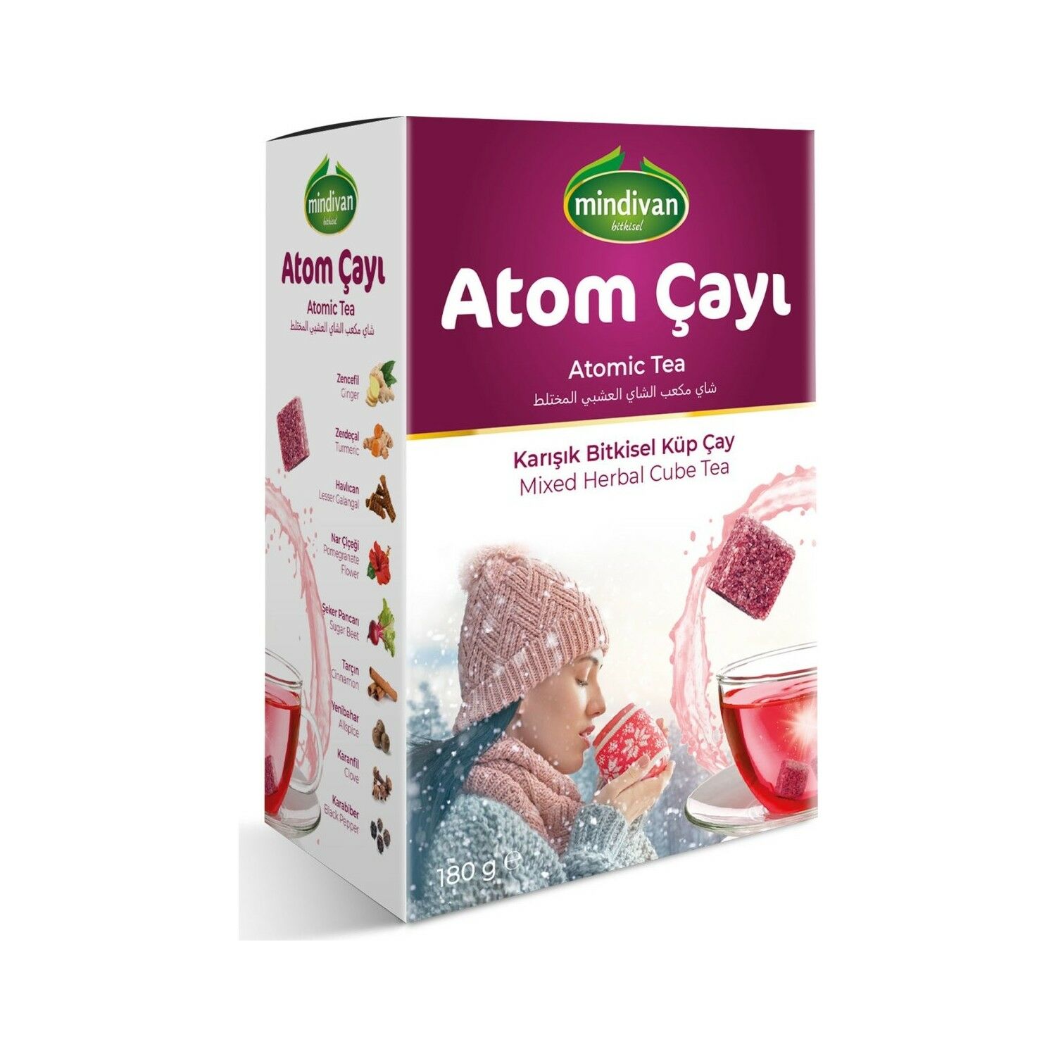 Mindivan Atom Çayı Karışık Bitkisel Küp Çay 180 gr