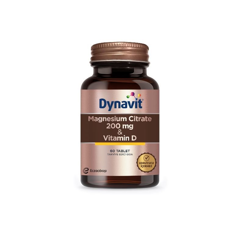 Dynavit Magnezyum Sitrat 200 + Vit D 60 Tablet