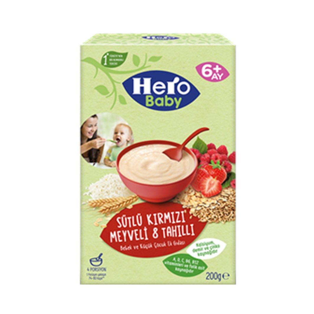 Hero Baby Mama Sütlü 8 Tahıllı Kırmızı Meyveli 200 gr