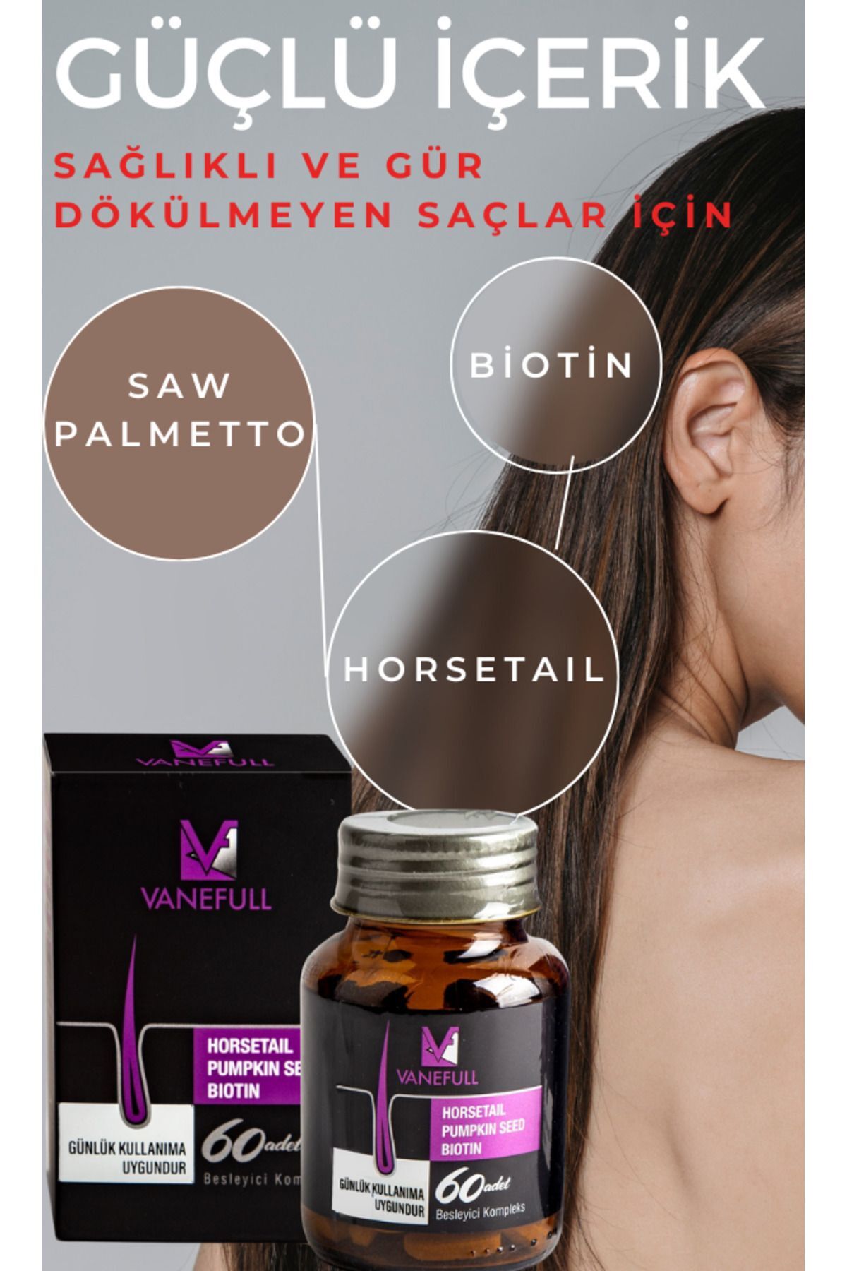 Vanederm Horsetail Pumpkin Seed Biotin Besleyici Kompleks 60 Tablet