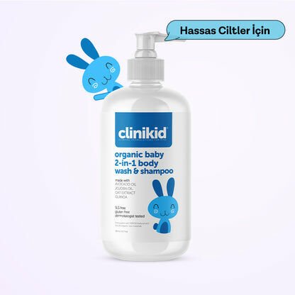 Clinikid 2'si 1 Arada Bebek Duş Jeli ve Şampuan 250 ml