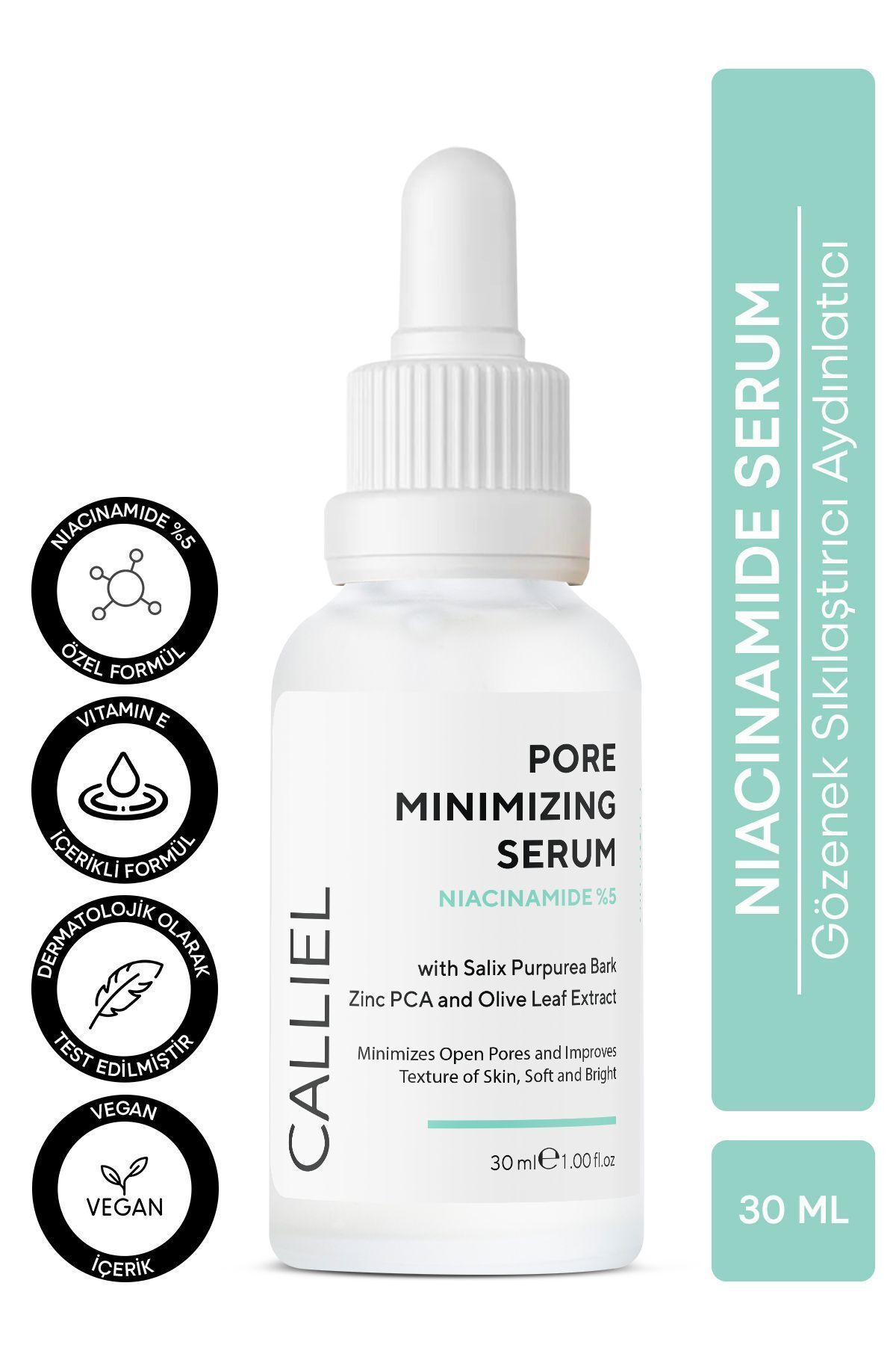 Calliel Gözenek Sıkılaştırıcı Aydınlatıcı Siyah Nokta ve Sivilce Karşıtı Niacinamide Serum 30 ml