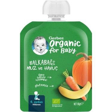 Gerber Organik Balkabağı Muz ve Havuç Püresi 90 gr