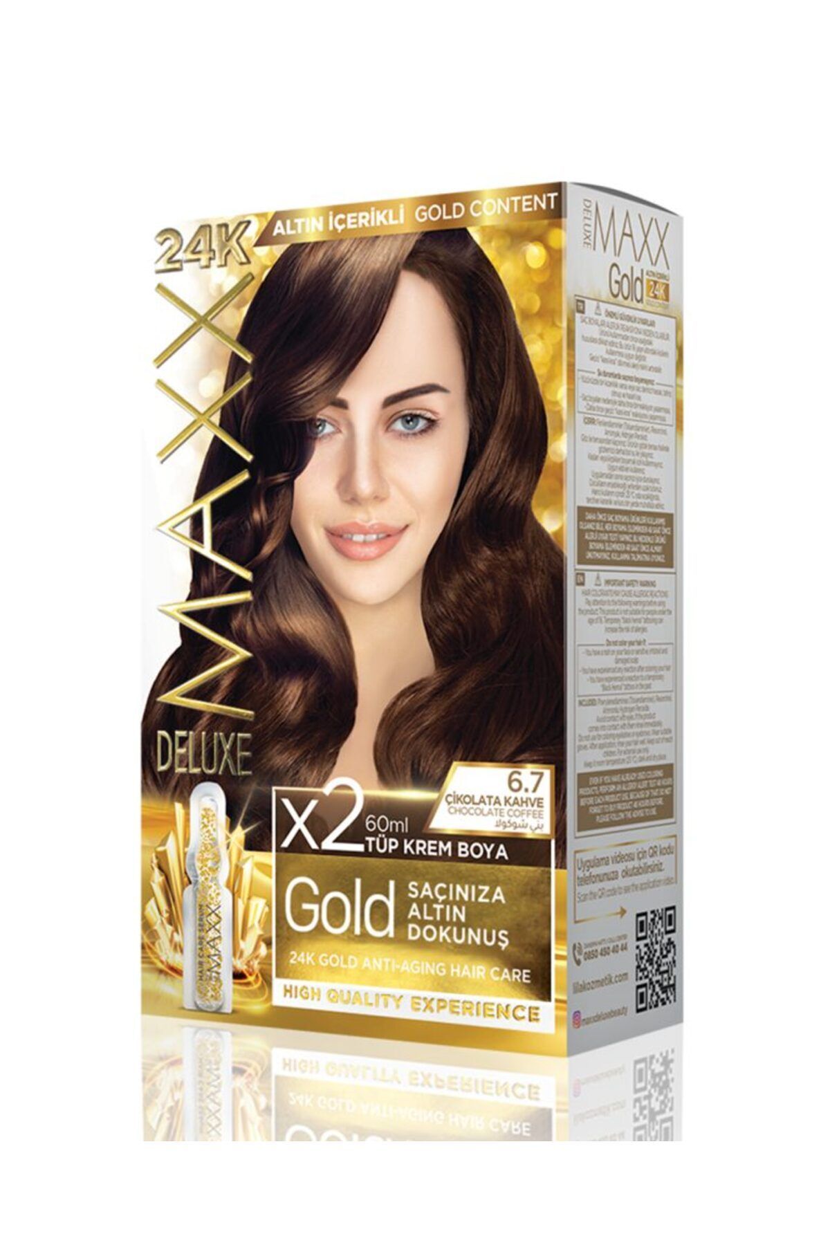 Maxx Deluxe Golden 24K Saç Boyası 6.7 Çikolata Kahve 2'li 60 ml