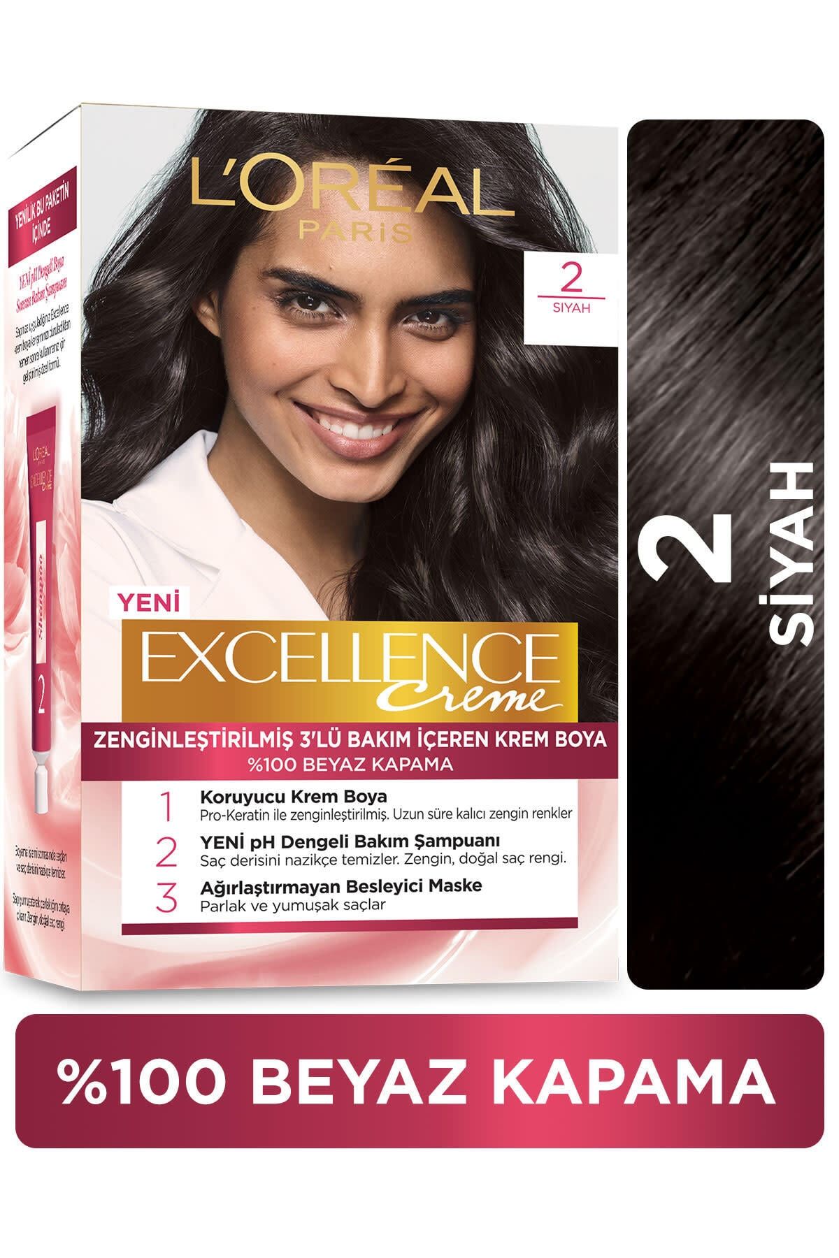 L'Oreal Paris Excellence Creme Saç Boyası - 2 Siyah